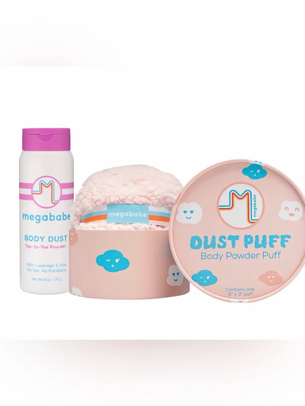 NEW Megababe Body Dust Powder & Dust Puff Applicator Set